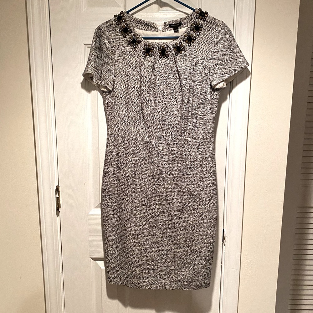 Banana Republic Tweed Jeweled Neck Dress (size 4)